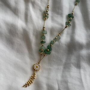Green and gold beaded necklace